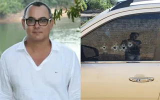 Johnson Santos Barbosa (foto à esquerda) estava dentro do carro da família quando foi atingido com diversos disparos. Janela do veículo ficou com as marcas dos tiros
