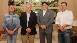 Superintendente de Relações Institucionais da Norte Energia, Eduardo Camilo em visita ao Grupo RBA, representado pelo diretor geral Camilo Centeno e pelo diretor comercial Nilton Lobato.