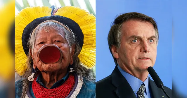 Imagem ilustrativa da notícia Bolsonaro detona cacique Raoni: "ele vive tomando champanhe em outros países"
