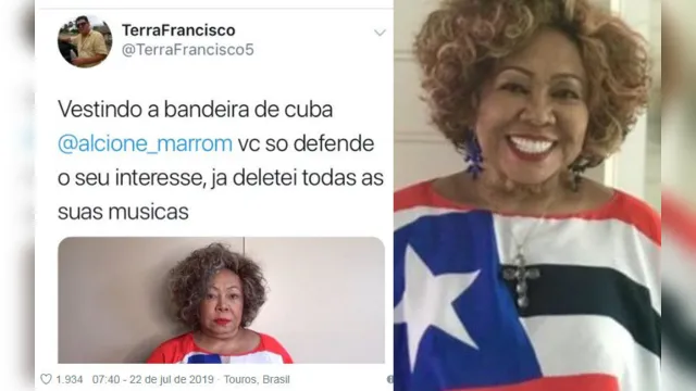 Imagem ilustrativa da notícia Alcione é acusada de usar bandeira de Cuba, mas era do Maranhão