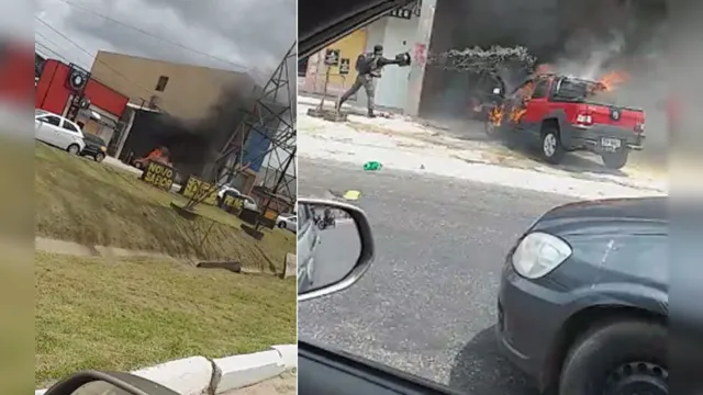 Imagem ilustrativa da notícia Carro pega fogo a poucos metros de posto de combustível em Belém