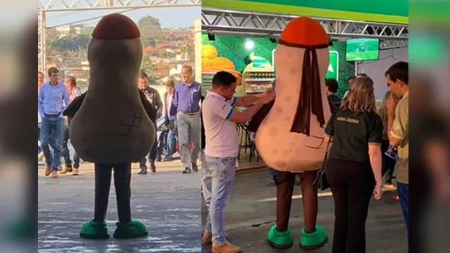 Imagem ilustrativa da notícia Mascote de feira com formato parecido com um pênis viraliza na web