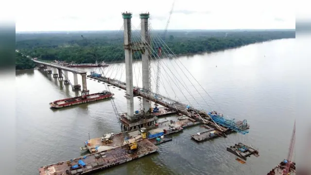 Imagem ilustrativa da notícia Setran instala penúltimo par de estruturas de concreto na ponte Rio Moju