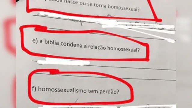 Imagem ilustrativa da notícia "Como evitar o homossexualismo?", pergunta professor em prova de escola de Belém