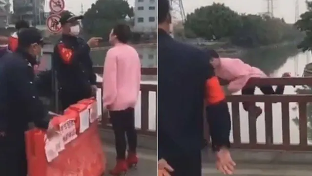 Imagem ilustrativa da notícia Chinesa sem máscara é parada em bloqueio e pula ponte após xingar policiais