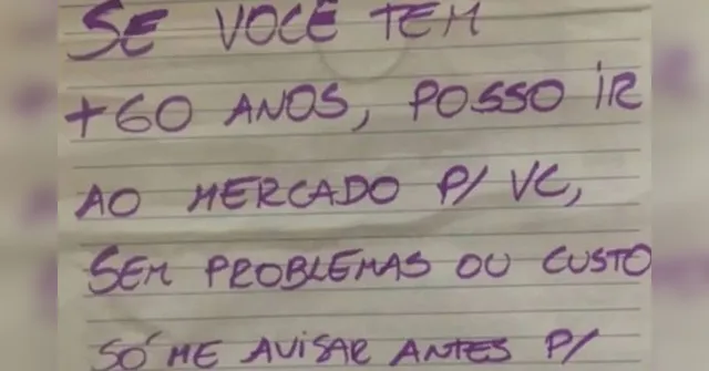 Imagem ilustrativa da notícia Vizinha deixa bilhete oferecendo ajuda para fazer compras a idosos em Brasília