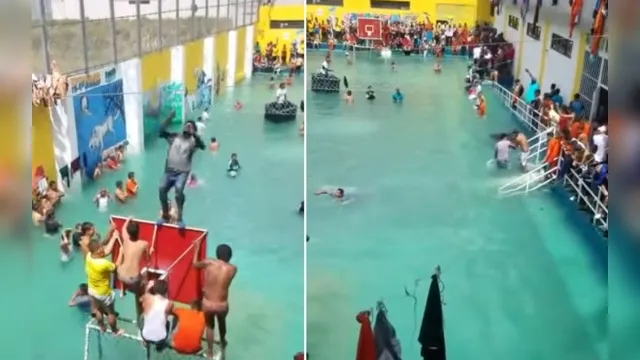 Imagem ilustrativa da notícia Presos transformam pátio de presídio em piscina durante o carnaval. Veja o vídeo!