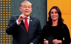 Milton Neves e Larissa Erthal comandam programa esportivo na Band, aos domingos, o terceiro tempo.