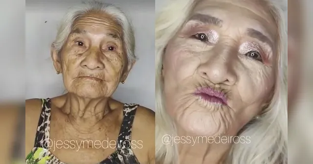 Imagem ilustrativa da notícia Bisavó de paraense é maquiada em vídeo e vira sucesso na internet; veja!