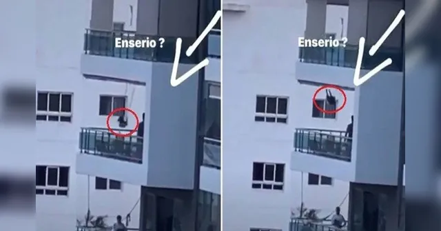 Imagem ilustrativa da notícia Vídeo: criança brinca de balanço em varanda no sétimo andar de prédio