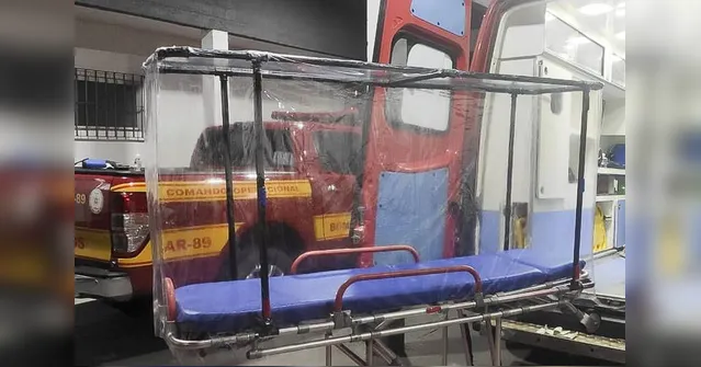 Imagem ilustrativa da notícia  Cápsula para transporte de
pacientes com covid-19 é criada pelos bombeiros do Pará