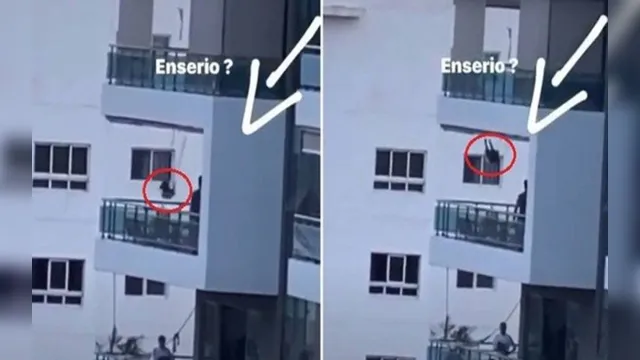 Imagem ilustrativa da notícia Vídeo: criança brinca de balanço em varanda no sétimo andar de prédio