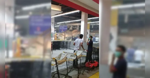 Imagem ilustrativa da notícia Forro de supermercado desaba dentro de shopping na Grande Belém