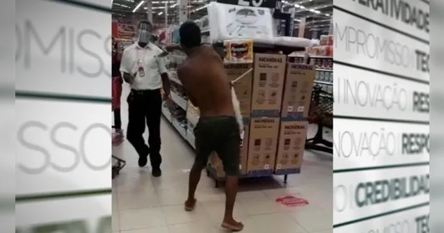 Imagem ilustrativa da notícia Imagens fortes: homem corta pescoço de segurança dentro do supermercado