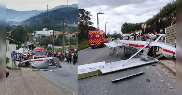 Imagem ilustrativa da notícia Avião monomotor cai no meio de rua no Brasil; veja vídeo