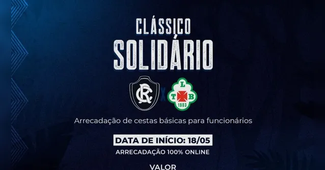 Imagem ilustrativa da notícia Remo e Tuna fazem clássico solidário no próximo sábado; confira!