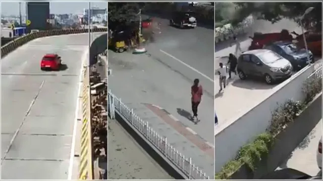 Imagem ilustrativa da notícia Vídeo de carro caindo de viaduto e atingindo pedestres viraliza