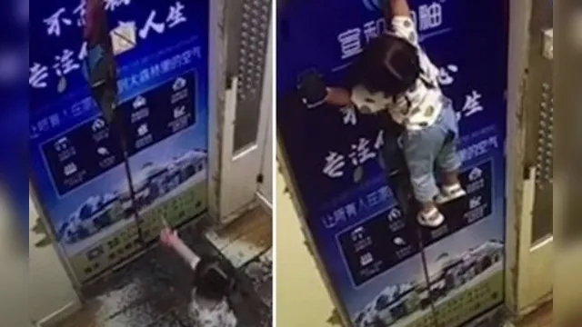 Imagem ilustrativa da notícia Criança fica presa em elevador e é pendurada por guia de segurança; veja o vídeo!