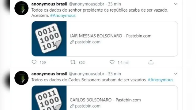 Imagem ilustrativa da notícia Anonymous Brasil revela dados de Bolsonaro e familiares