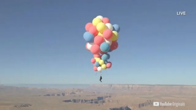 Imagem ilustrativa da notícia Mágico voa a mais de 7 mil metros usando apenas balões