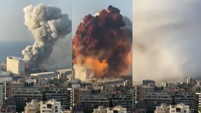 Imagem ilustrativa da notícia Explosão transforma a paisagem no porto de Beirute e redondezas. Veja! 
