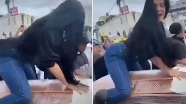 Imagem ilustrativa da notícia Vídeo: viúva rebola em cima do caixão de marido durante funeral