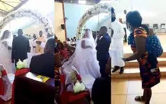 Ela correu para a Igreja com seus filhos, onde interrompeu a cerimônia.
