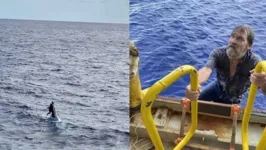 Marinheiro foi resgatado no meio do Oceano, segurando cerca de um metro do casco do barco que saia da água.