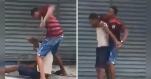 Imagem ilustrativa da notícia Jovens gravam vídeo espancando morador de rua; veja o vídeo