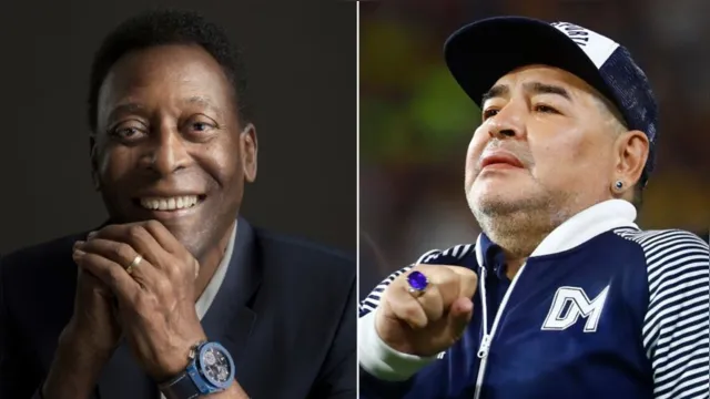 Imagem ilustrativa da notícia Pelé e Maradona trocaram rivalidade por elogios antes de argentino morrer