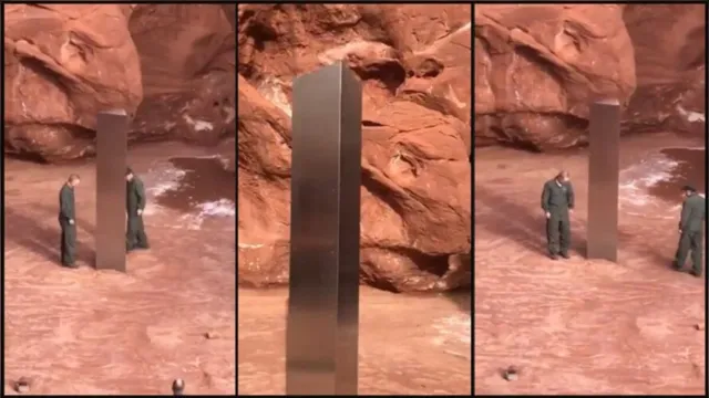 Imagem ilustrativa da notícia Monolito de metal gigante é encontrado no meio do deserto 