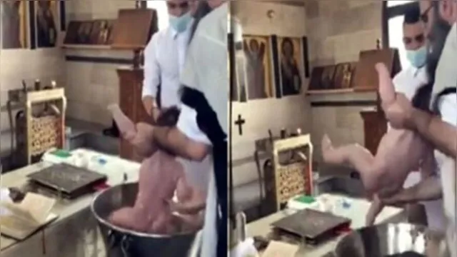 Imagem ilustrativa da notícia Cenas fortes! Padre deixa bebê cair durante batismo e gera revolta
