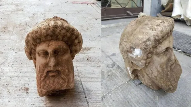 Imagem ilustrativa da notícia Busto do 'Deus grego Hermes' é encontrado em esgoto na Grécia