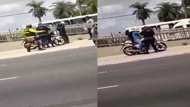 Imagem ilustrativa da notícia Agentes na Guarda Municipal e Semob agridem motociclista em via do BRT em Belém, veja o vídeo! 