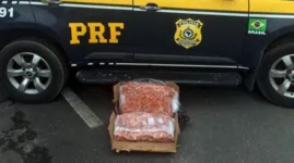 Durante a fiscalização os policiais abordaram o veículo M. BENZ/L 1620, cor branca.