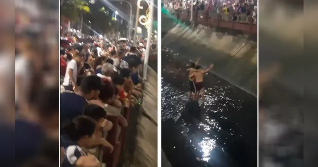 Imagem ilustrativa da notícia Torcedores tomam banho no canal da Doca para comemorar acesso