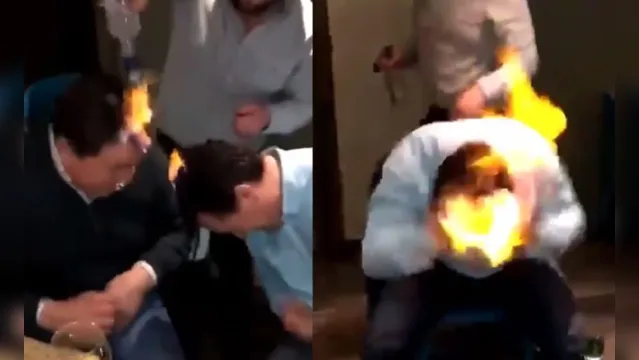 Imagem ilustrativa da notícia Homens incendeiam os cabelos em brincadeira sem noção; veja o vídeo!