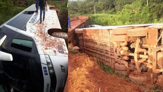 Imagem ilustrativa da notícia Ônibus com passageiros desliza e cai de ponte no Pará