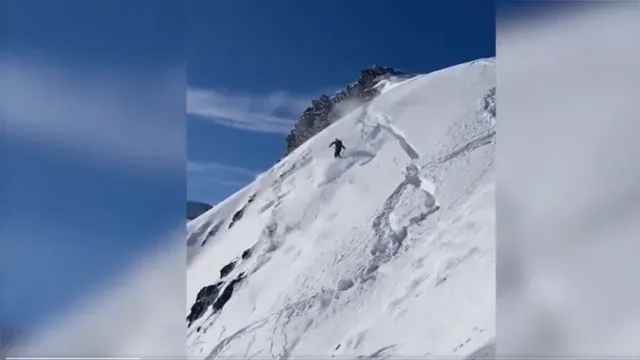 Imagem ilustrativa da notícia Homem provoca avalanche e quase morre soterrado; veja o vídeo!