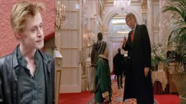 Donald Trump e Macaulay Culkin em cenas do filme 'Esqueceram de Mim 2'