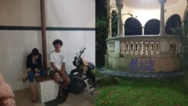 Casal foi detido com uma lata de spray da mesma cor da pichação, que ainda estava fresca