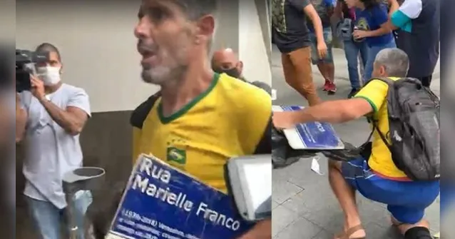 Imagem ilustrativa da notícia Homem com placa de Marielle Franco é agredido por apoiadores de Daniel Silveira