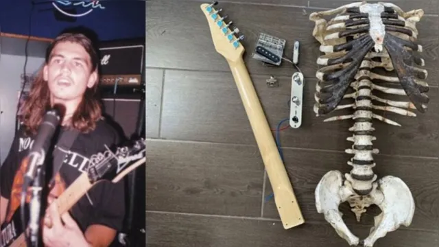 Imagem ilustrativa da notícia Músico constrói guitarra com o esqueleto do tio, veja!