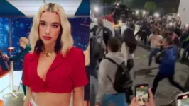 Dua Lipa foi surpreendida por uma mulher e precisou ser socorrida por um de seus seguranças.