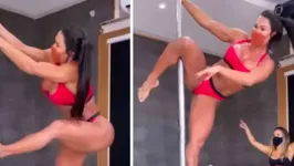 Gracyanne Barbosa esbanjou flexibilidade e habilidade no pole dance.