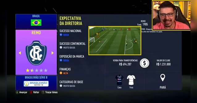 Imagem ilustrativa da notícia Com Gedoz custando quase R$1 milhão, Remo terá 'investimento' de streamer para chegar até a Libertadores do FIFA-2021