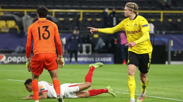 Imagem ilustrativa da notícia Atacante Haaland marca e coloca Borussia nas quartas da Champions
