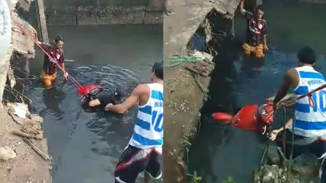 Imagem ilustrativa da notícia Casal em moto cai em canal no bairro do Guamá, em Belém; veja o vídeo!
