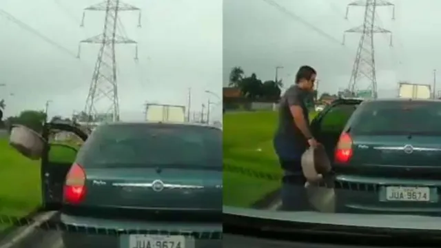Imagem ilustrativa da notícia Vídeo: motorista joga bacia na Independência e homem devolve