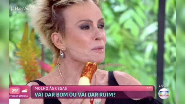 Imagem ilustrativa da notícia Ana Maria passa mal ao vivo com desafio de comida. Assista